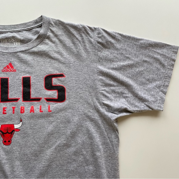 Adidas Chicago Bulls Print Basketball T-Shirt Short Sleeve Gray Men’s L Large - Picture 5 of 8